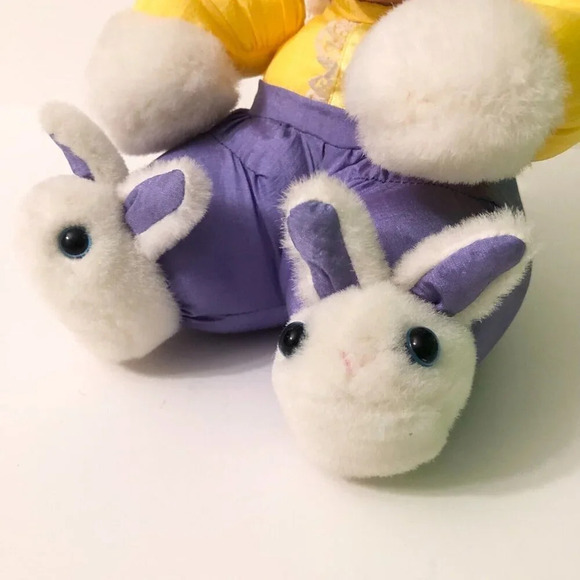 Vintage 1992 Troll Doll Nylon Plush Easter Bunny  Stuffed Animal Plastic Face - Picture 14 of 16